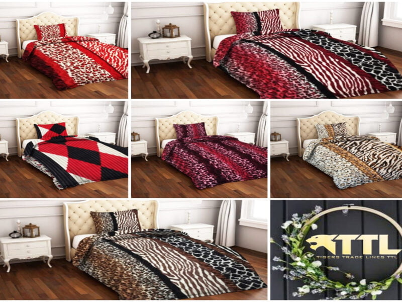 Duvet Cover Set Synthetic Fux Fur & Denim
