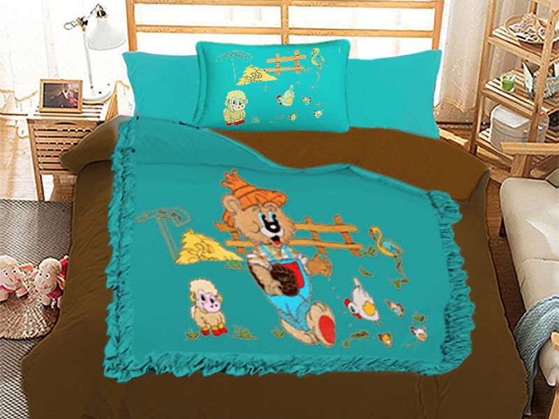 Luxurious Soft Bed Sheet Set for Kids Room-The Farm Model Embroidered - Tigers Brand