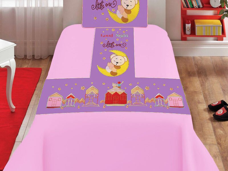 Good Night Embroidered Bed Sheet Set for Kids' Single Beds - 3-Piece Egyptian Cotton Luxury Collection